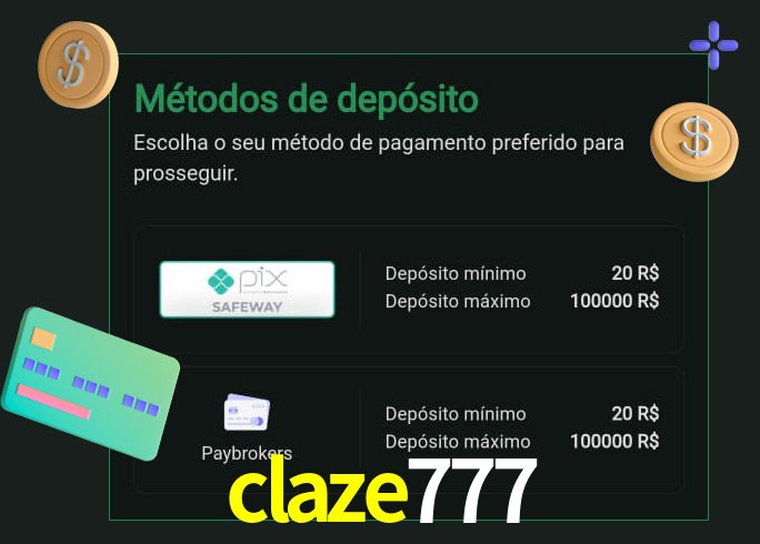 O cassino claze777 oferece uma grande variedade de métodos de pagamento
